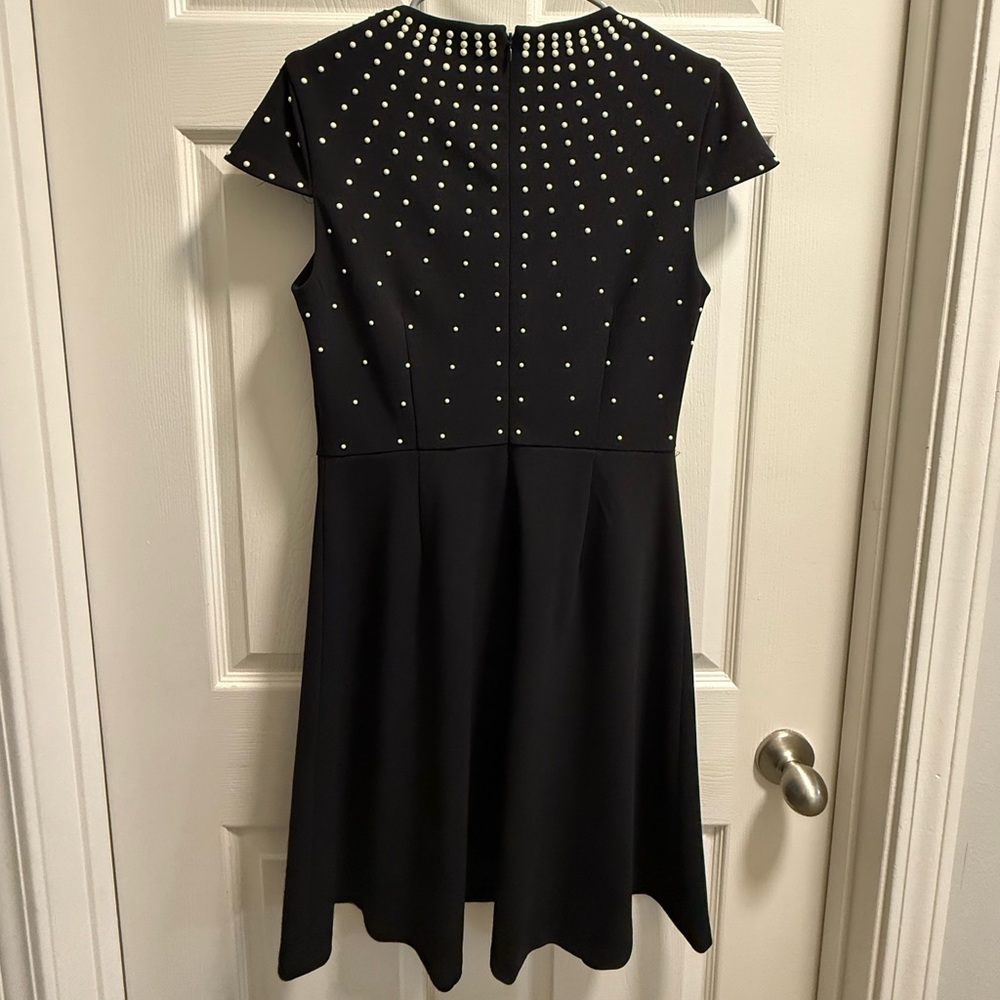 Carmen Marc Valvo - Black Pearl Studded Fit & Flare Dress – Size 6 - Picture 4 of 4